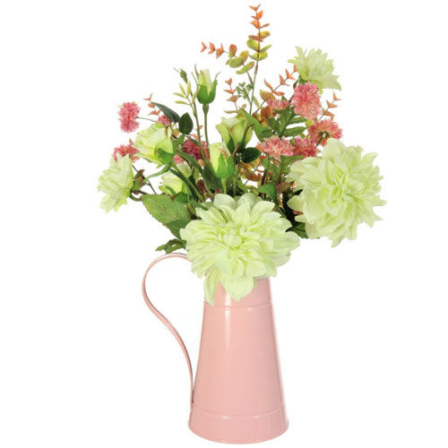 Artificial Flower Arrangements | White Peony and Pink Gerbera in Glass Vase